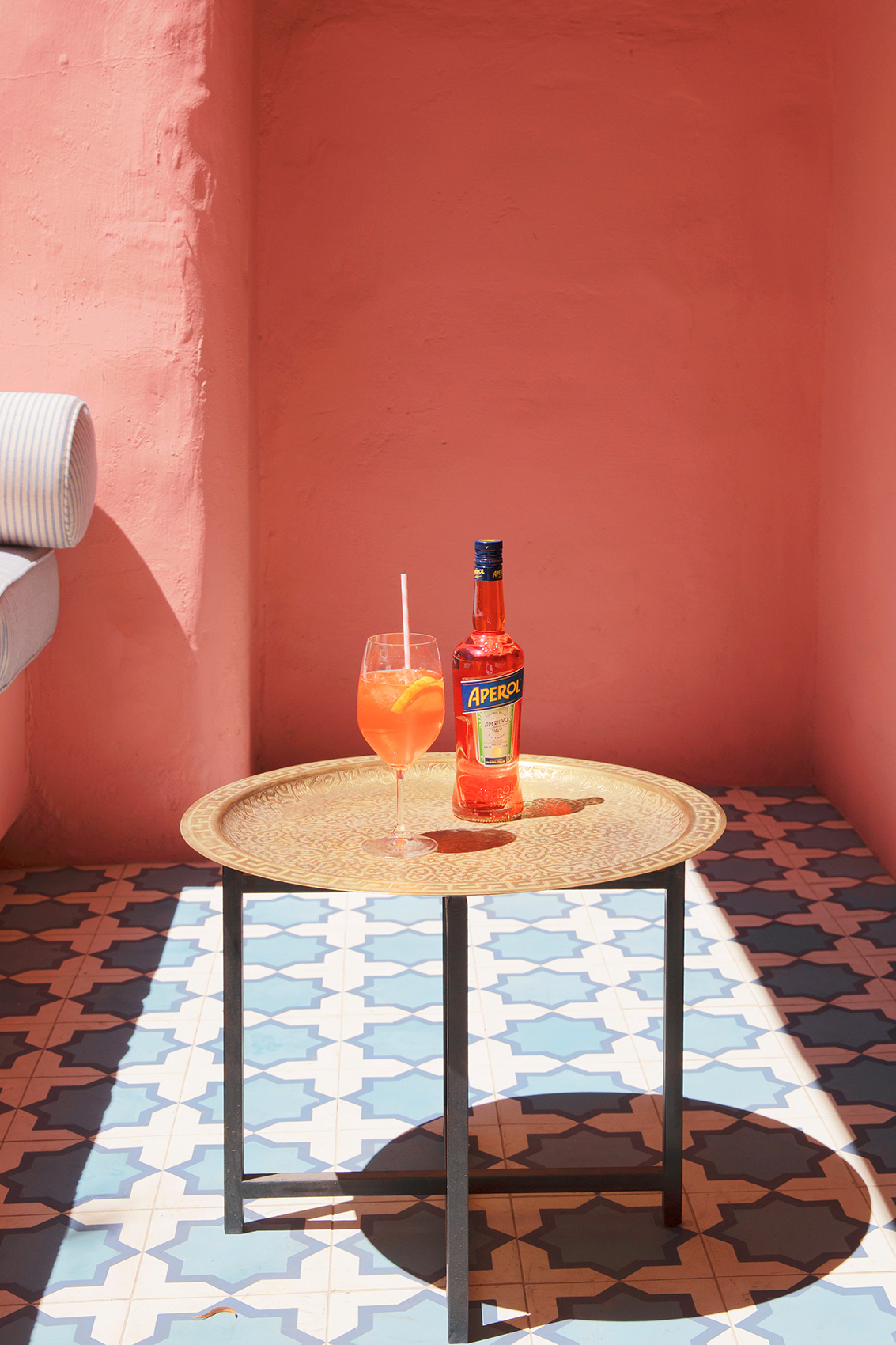 An Aperol Spritz on a sunny day. Kimberly Genevieve lifestyle photographer Los Angeles